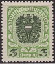 Austria - 1920 - Coat Of Arms - 3 K - Green - Austria Coat - Scott 243 - Coat of Arms - 0